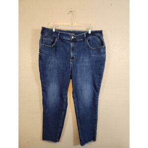 Lee Women's Blue Dark‎ Wash Slim Fit High Rise Skinny Ankle Jeans Size 22W